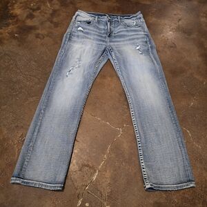 BKE Tyler Straight Distressed Light Wash Jeans Men’s 36x32